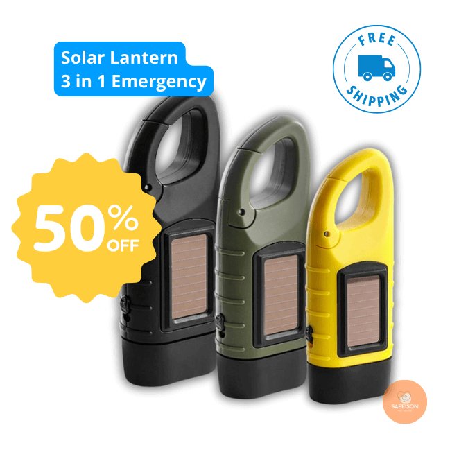 3 - in - 1 Emergency Solar Dynamo - FlashLight® | Your Light in the Dark! - safeison.com