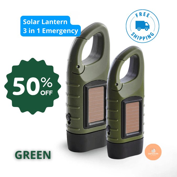 3 - in - 1 Emergency Solar Dynamo - FlashLight® | Your Light in the Dark! - safeison.com