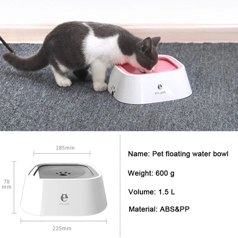 1.5L Pet Drinking Water Bowls Floating Non-Wetting Mouth Cat Slow Anti-Overflow Water Feeding Dispenser Large Capacity - safeison.com