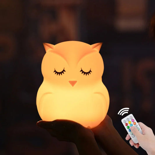 Owl LED Night Light Touch Sensor Remote Control 9 Colors