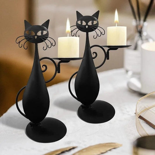 🔥Hot Offer | 50% OFF😺Black Cat Candle Holder for Retro Rustic Home Decor✔